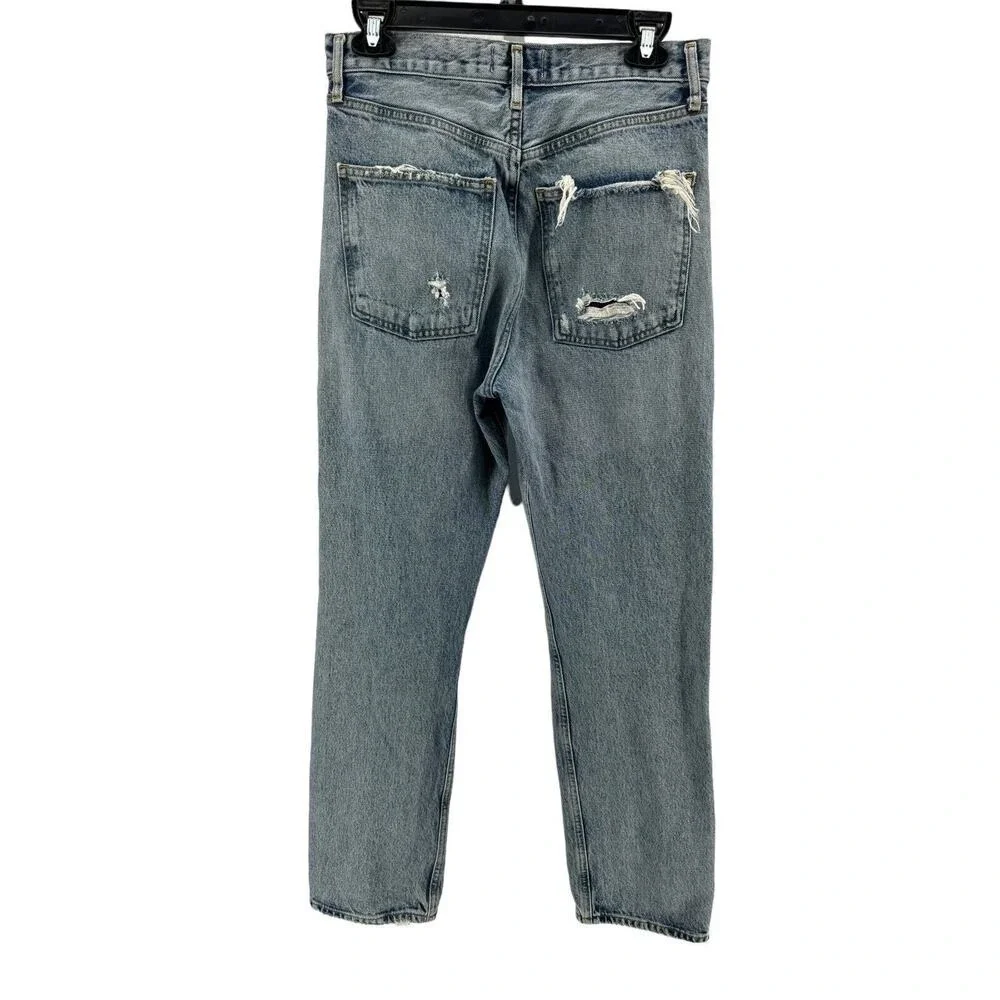 Agolde Women's Distressed 90s High Rise Straight Leg Jeans Size 25